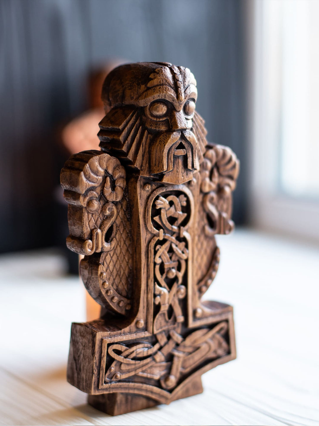 Thor Wooden Bust: Norse Thunder God