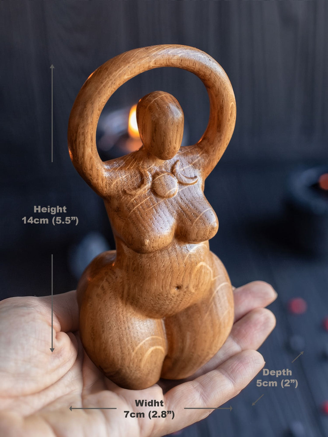 Triple Goddess Wooden Figurine: Minimalist Design