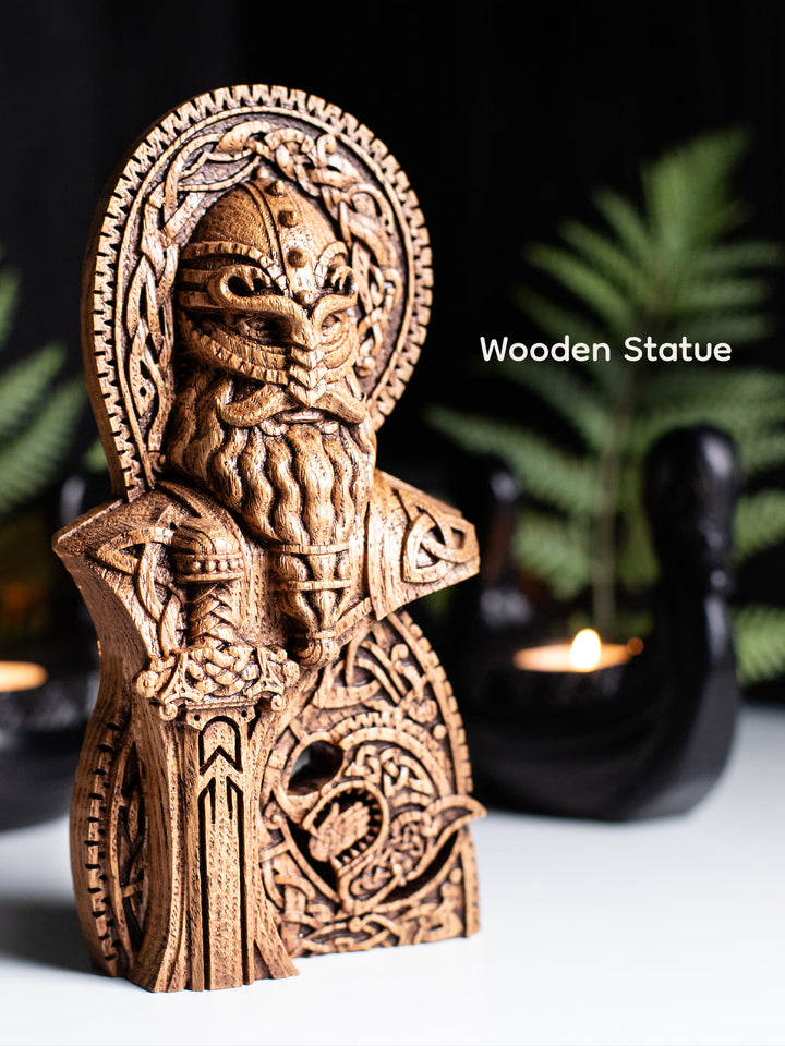 God Tyr Bust - Norse God with Sword and Fenrir Sacrifice