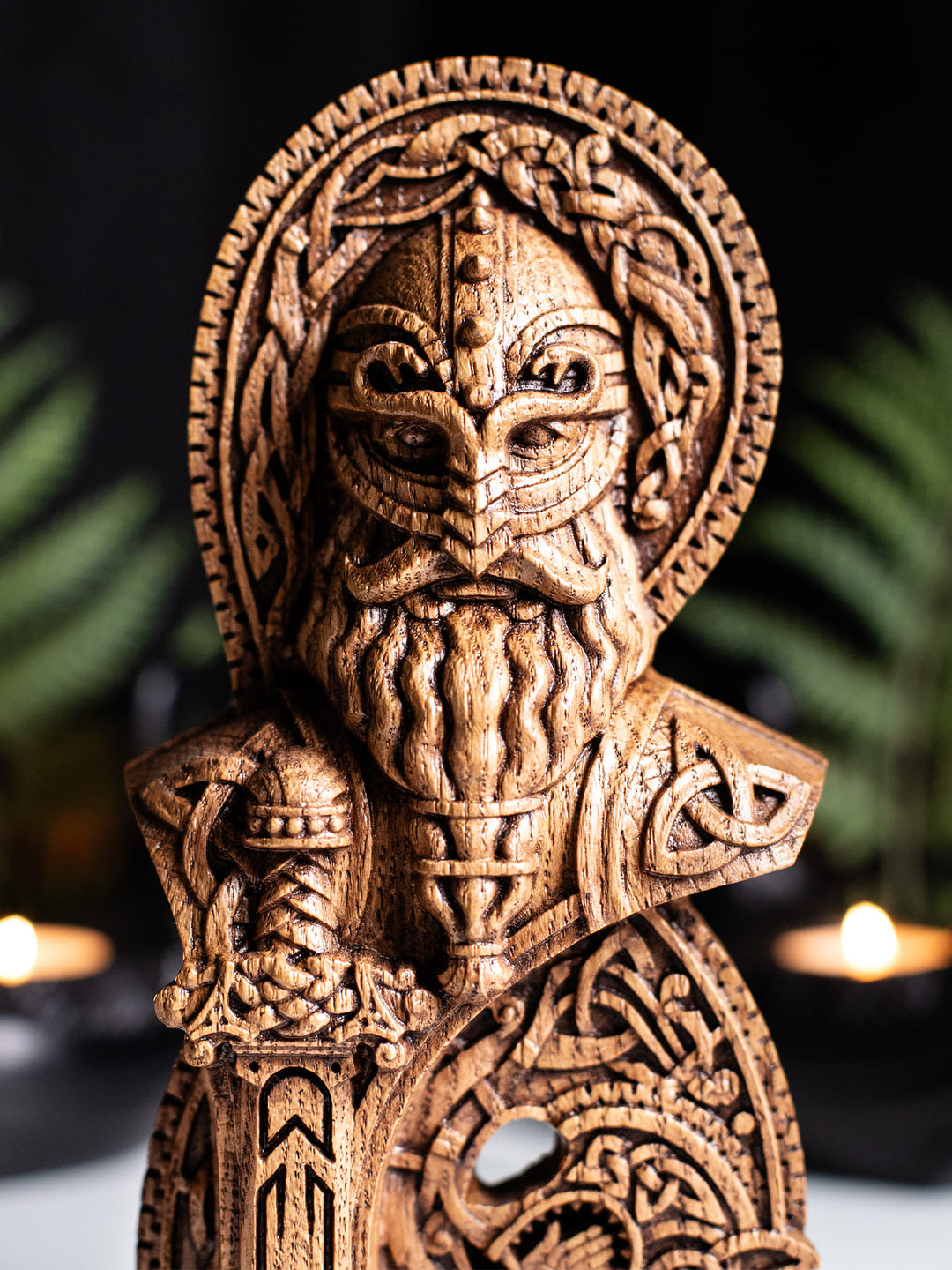 God Tyr Bust - Norse God with Sword and Fenrir Sacrifice