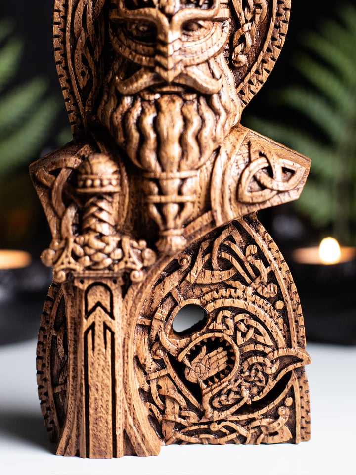 God Tyr Bust - Norse God with Sword and Fenrir Sacrifice
