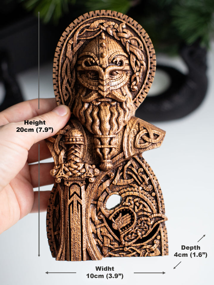 God Tyr Bust - Norse God with Sword and Fenrir Sacrifice