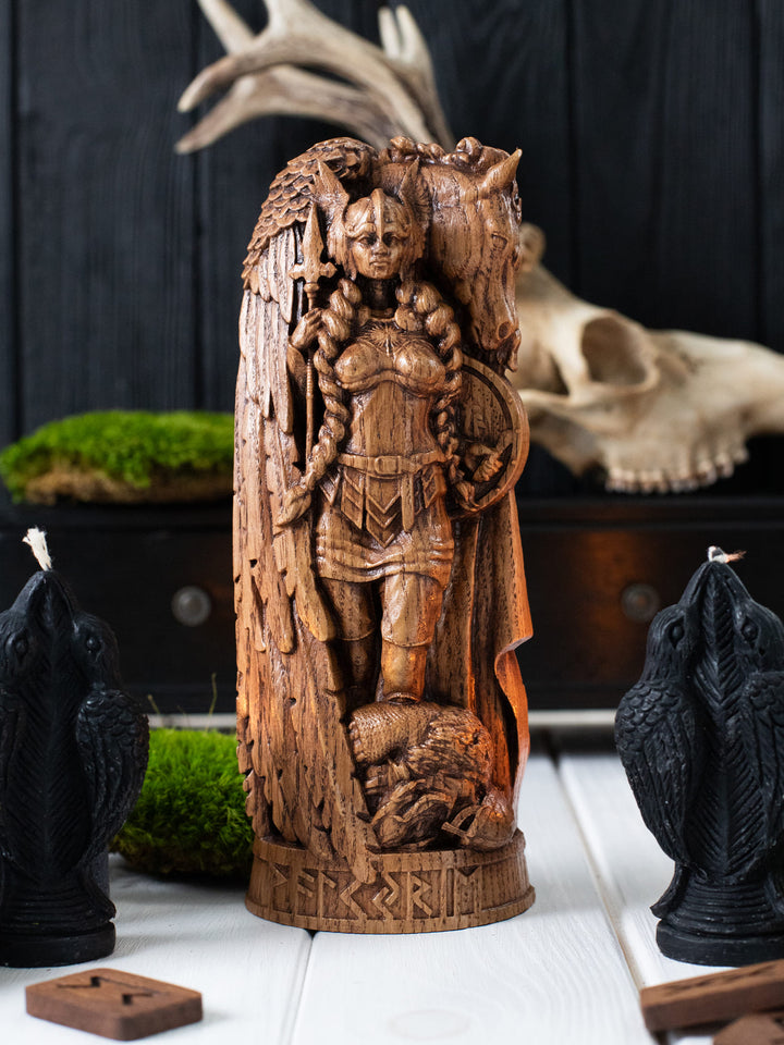Valkyrie Statuette - Norse Warrior Maiden with Winged Horse