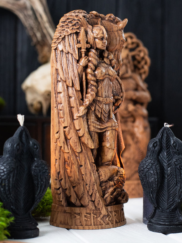 Valkyrie Statuette - Norse Warrior Maiden with Winged Horse