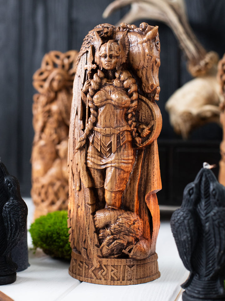 Valkyrie Statuette - Norse Warrior Maiden with Winged Horse