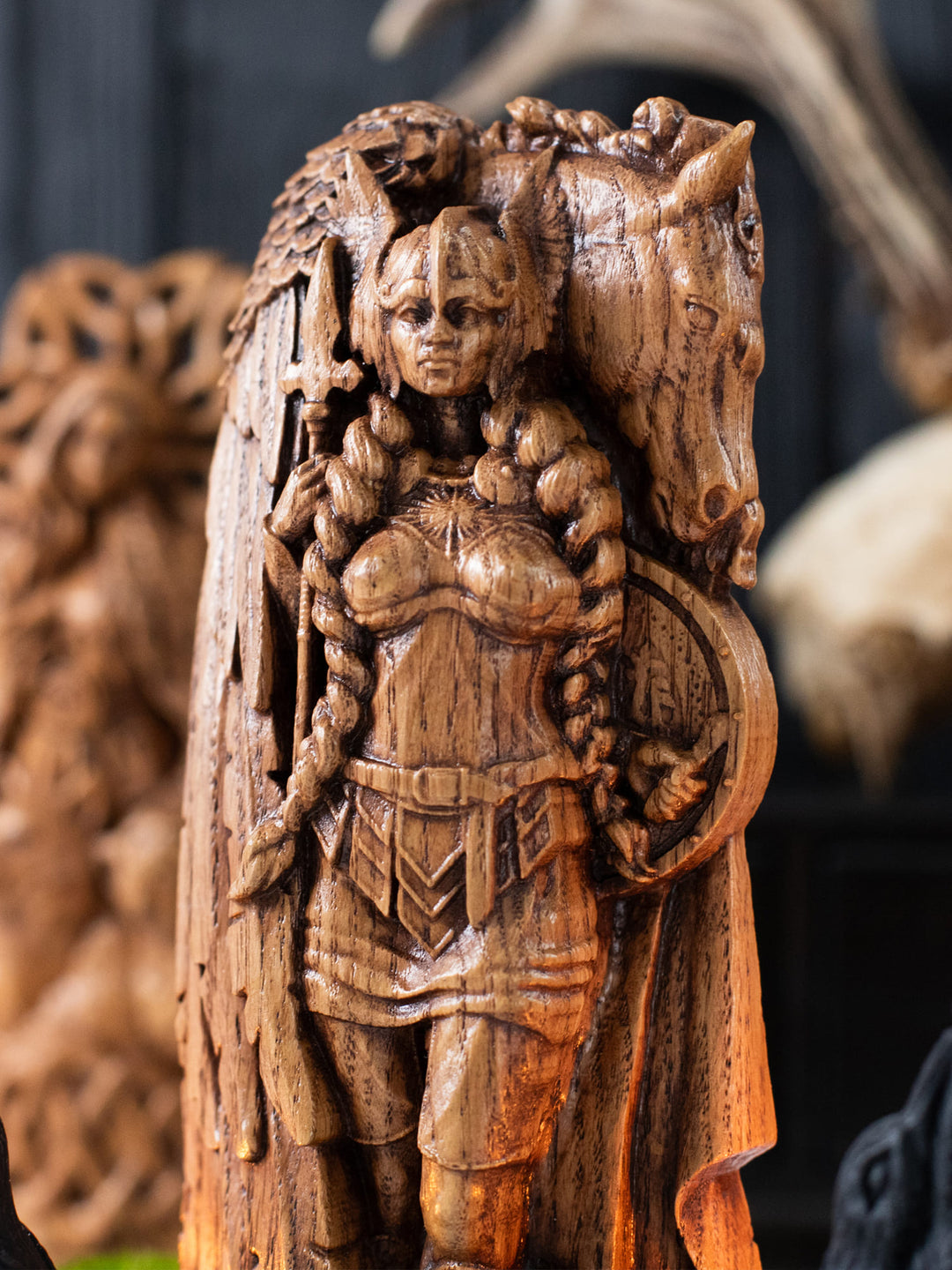 Valkyrie Statuette - Norse Warrior Maiden with Winged Horse
