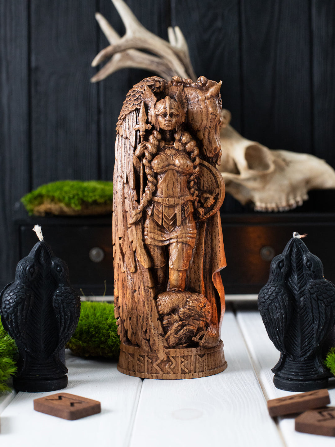 Valkyrie Statuette - Norse Warrior Maiden with Winged Horse