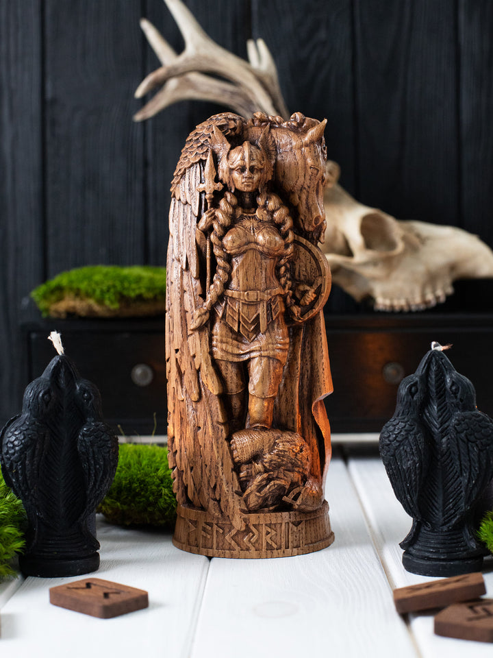 Valkyrie Statuette - Norse Warrior Maiden with Winged Horse