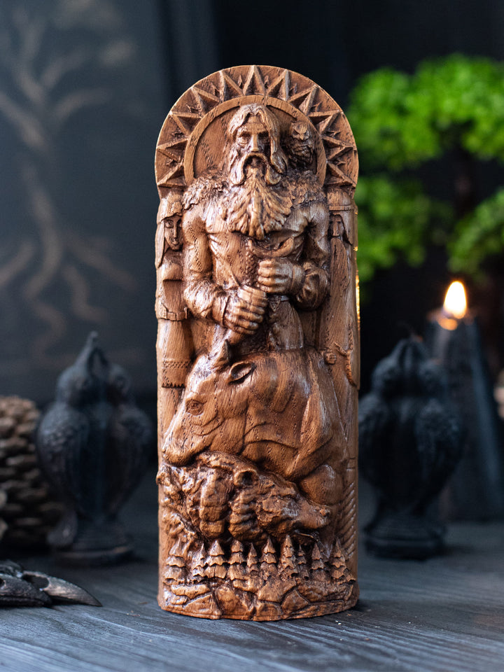 Veles Wooden Statue: Slavic God of Nature & Wisdom