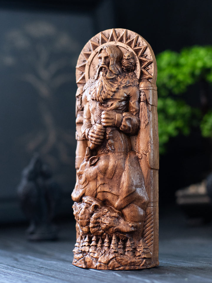 Veles Wooden Statue: Slavic God of Nature & Wisdom