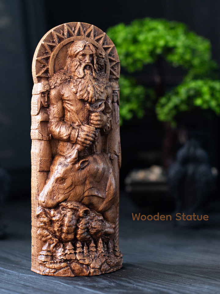 Veles Wooden Statue: Slavic God of Nature & Wisdom