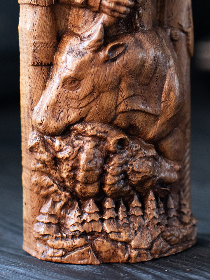 Veles Wooden Statue: Slavic God of Nature & Wisdom