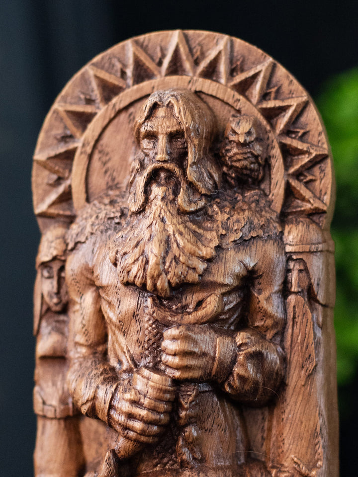 Veles Wooden Statue: Slavic God of Nature & Wisdom