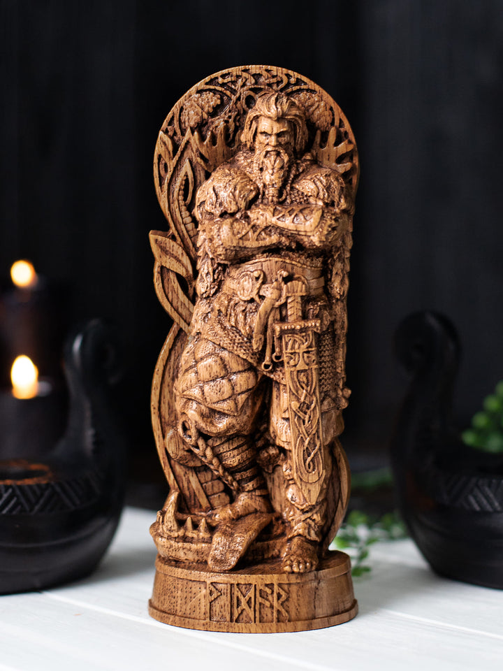 Vidar Statuette - Norse God of Vengeance with Magical Shoe