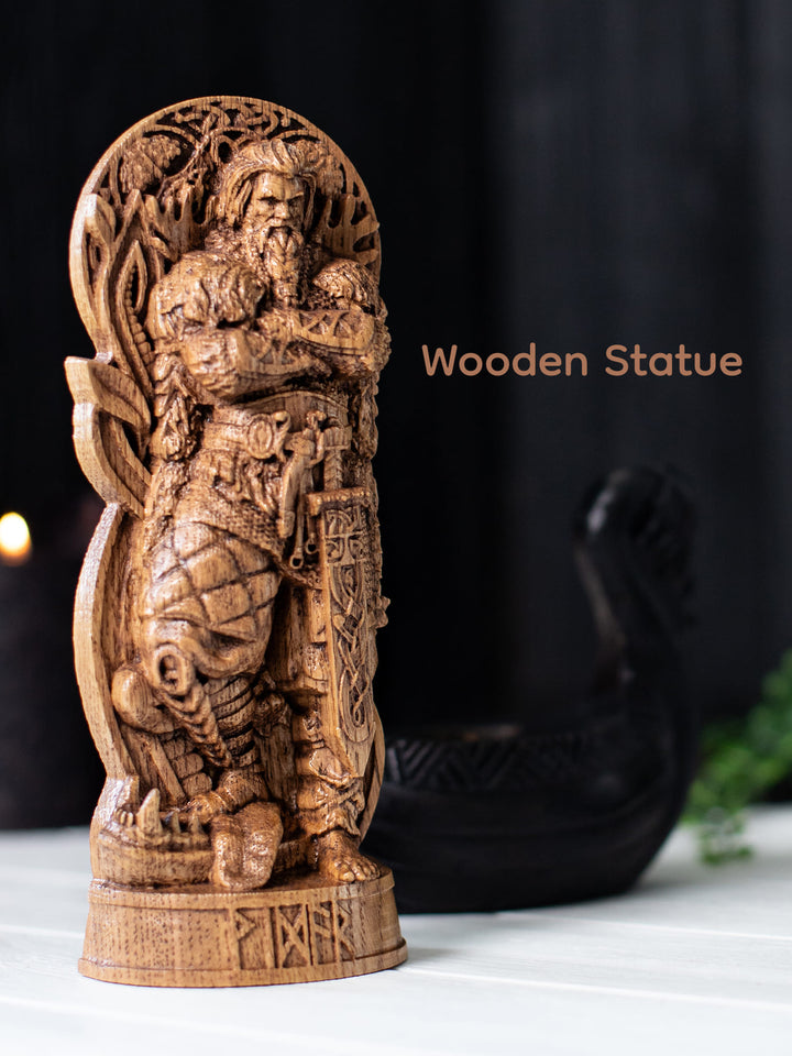 Vidar Statuette - Norse God of Vengeance with Magical Shoe