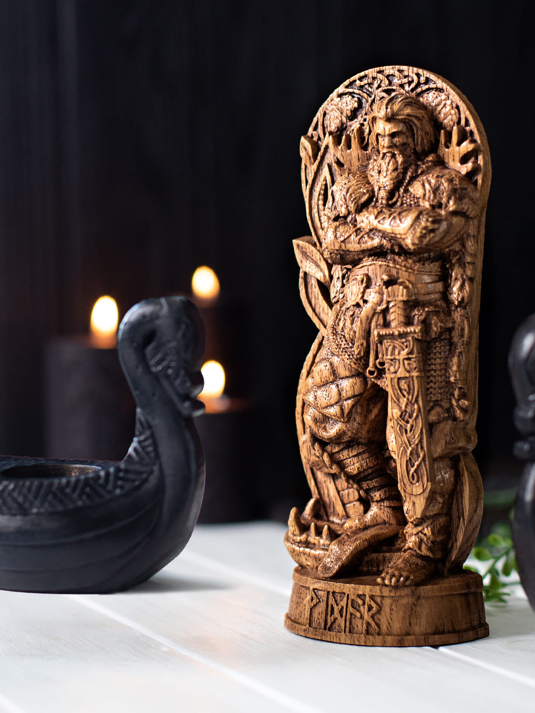 Vidar Statuette - Norse God of Vengeance with Magical Shoe