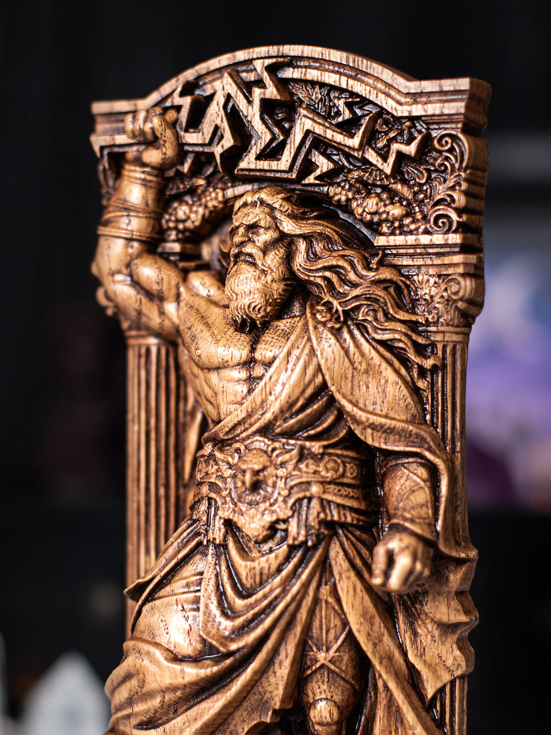 Zeus God Wooden Statue
