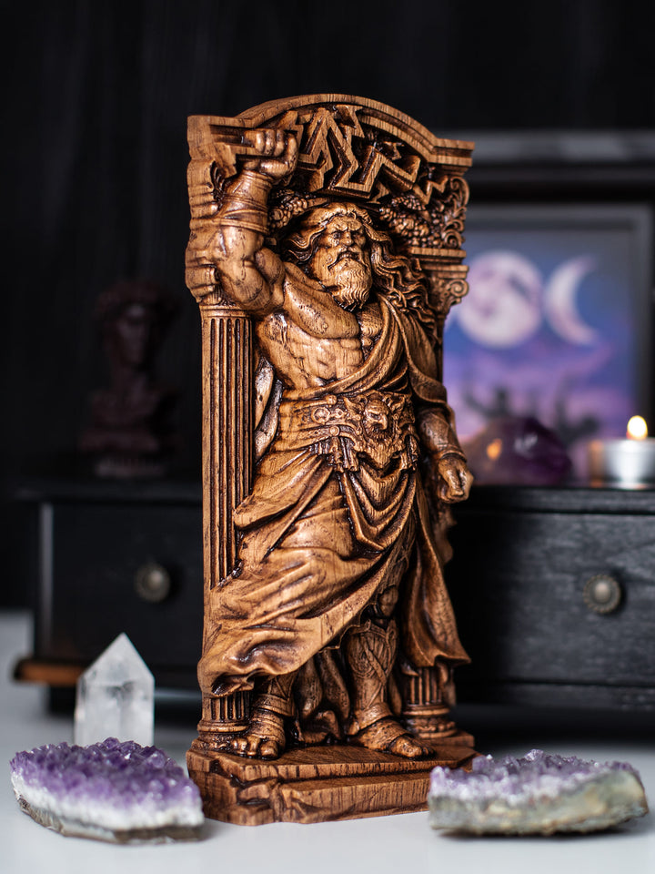 Zeus God Wooden Statue