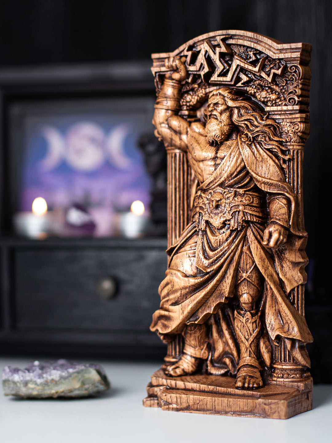 Zeus God Wooden Statue