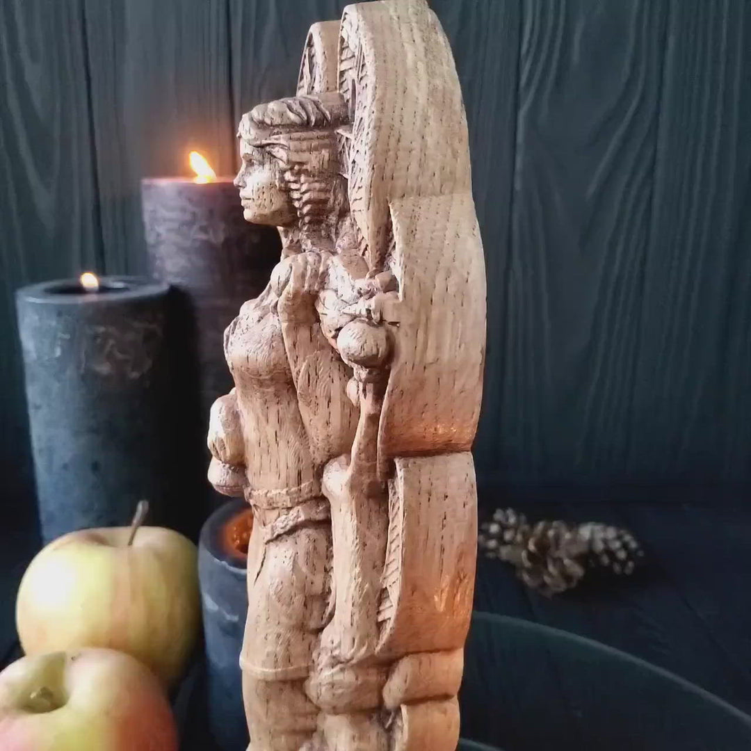 Idunn, Norse Goddess, Wooden statue, for Pagan Altar kit