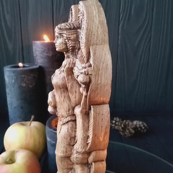 Idunn, Norse Goddess, Wooden statue, for Pagan Altar kit