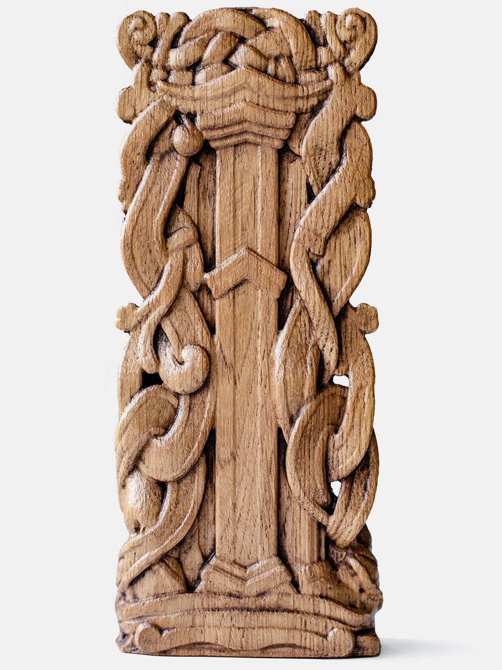 God Odin Wooden Statue: All-Father on Throne