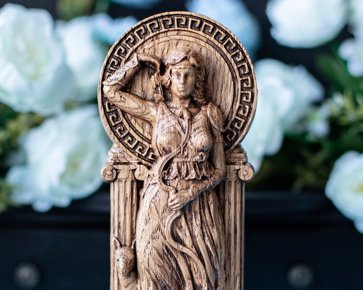 Greek Goddess Artemis | Wooden statue, for Pagan Altar kit