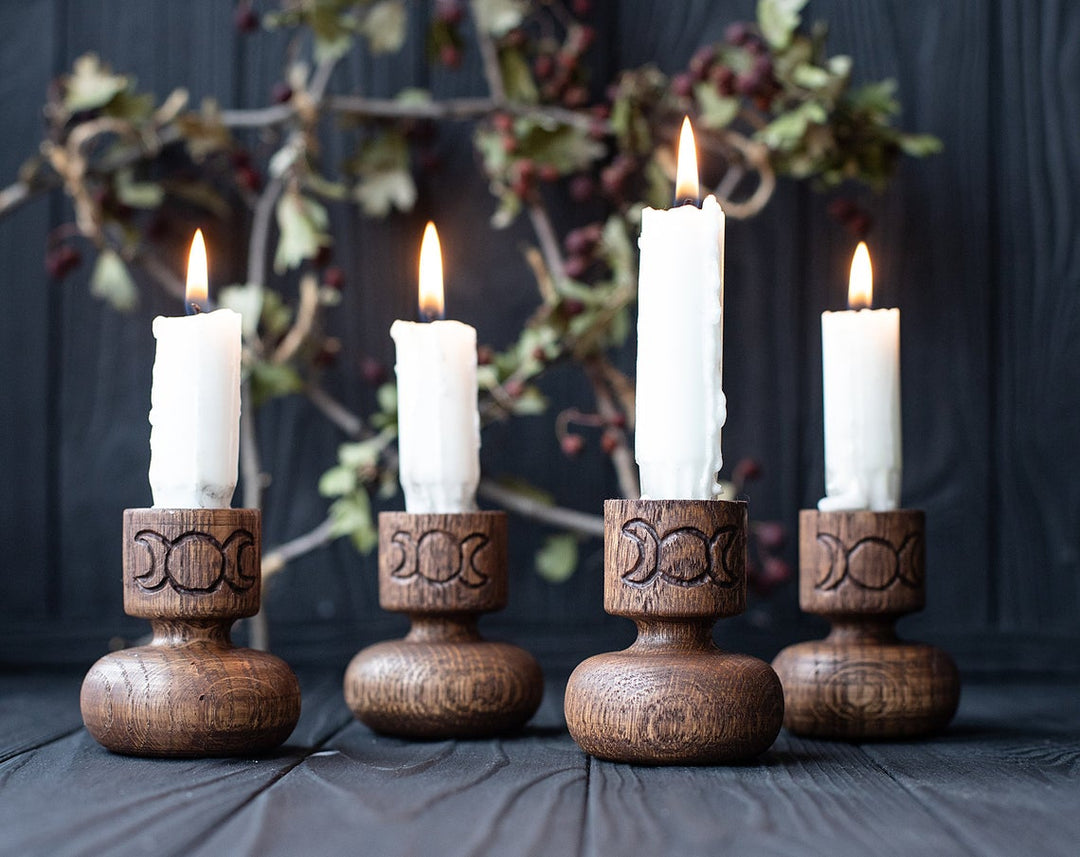 Candle holder with a triple moon, candlestick