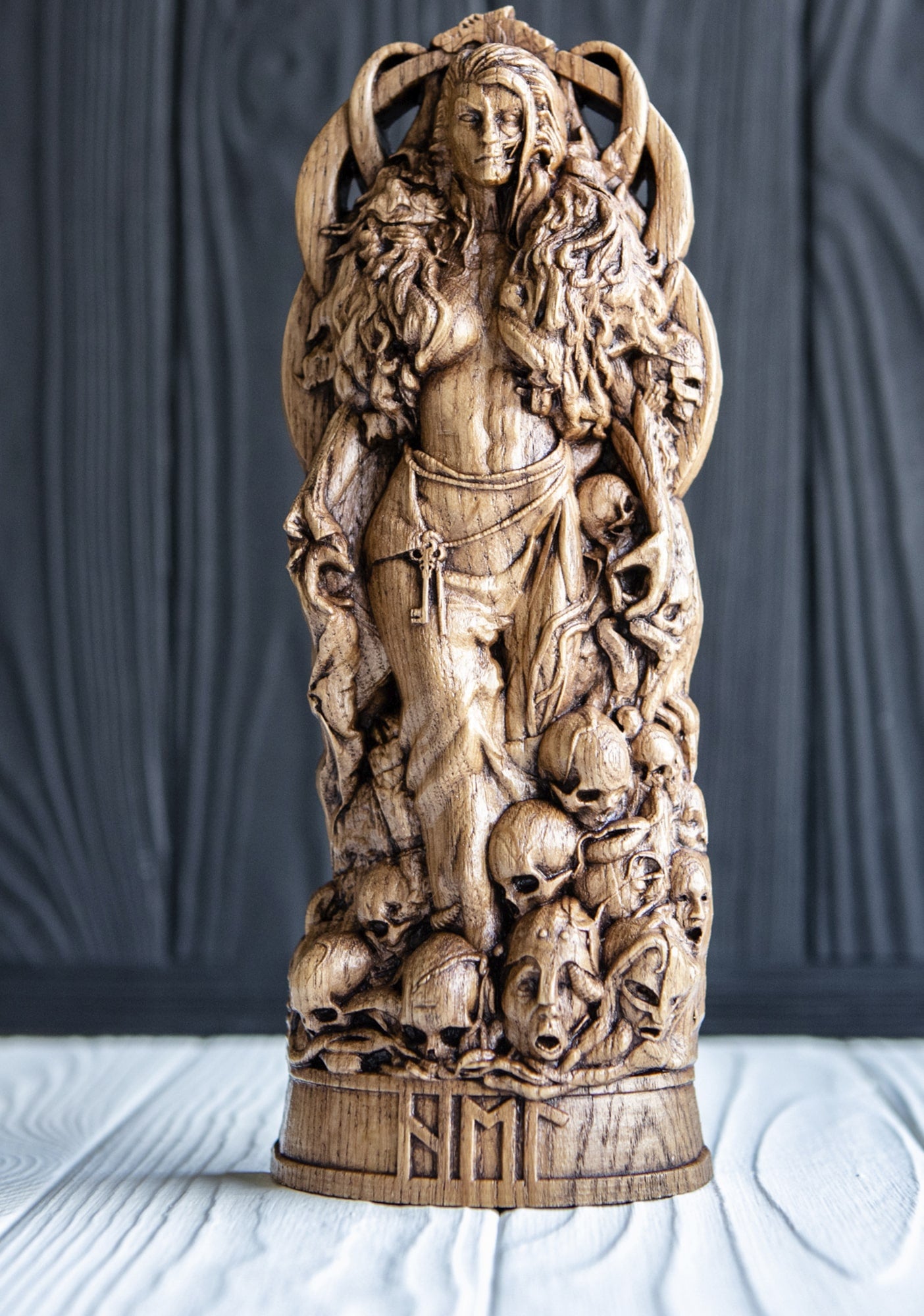 Hel the Norse Goddess, Wooden statue, for Pagan Altar kit – Blagowood