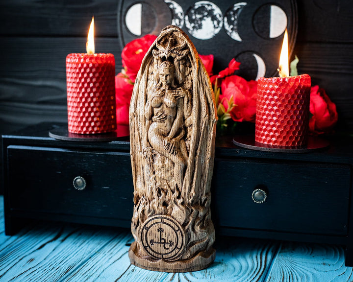 Lilith Goddess | Wooden Figurine with Lucifer and Underworld