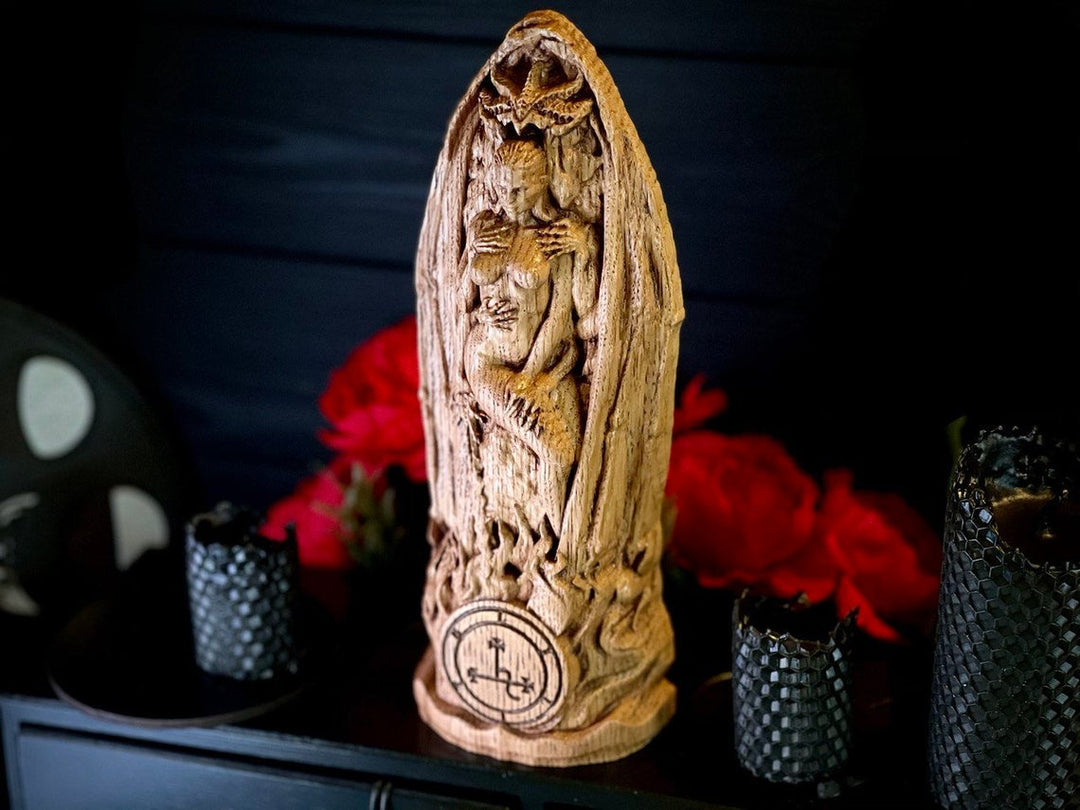 Lilith Goddess | Wooden Figurine with Lucifer and Underworld