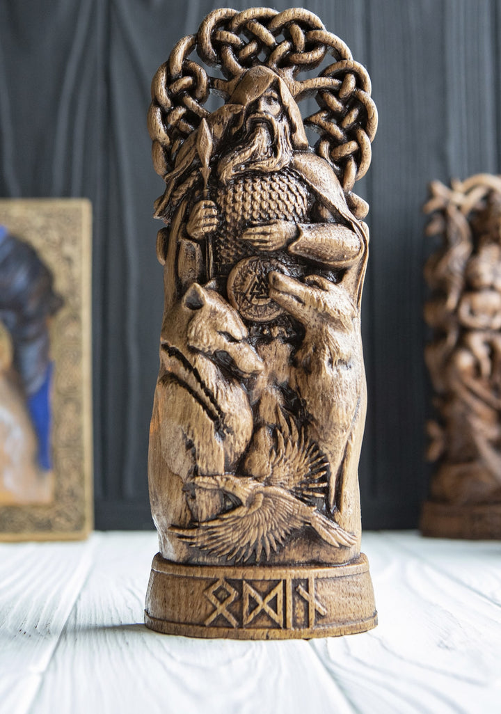 Odin, Wotan, Norse God, Wooden statue, for Pagan Altar kit