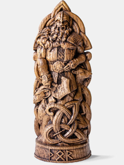 Thor, Norse God, Wooden statue, for Pagan Altar kit