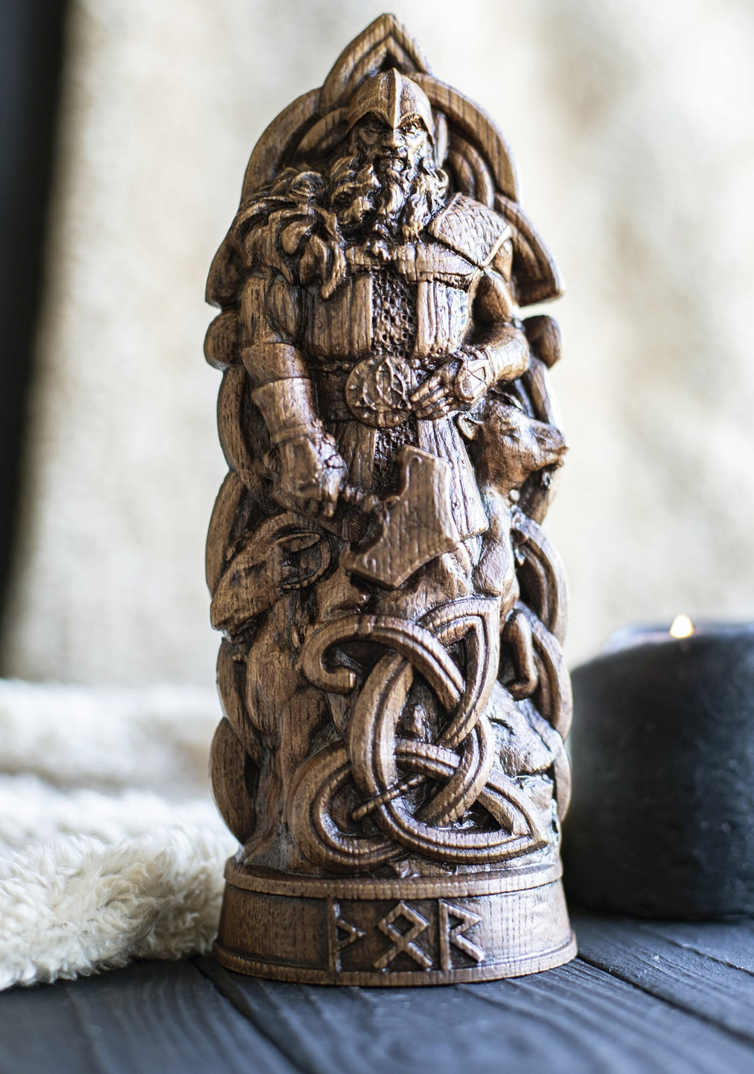 Thor, Norse God, Wooden statue, for Pagan Altar kit