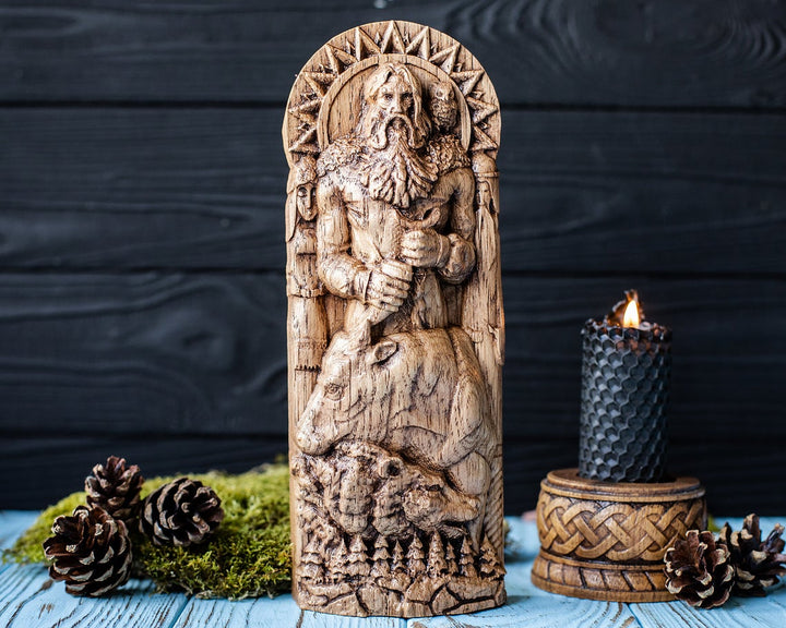 Veles Wooden Statue: Slavic God of Nature & Wisdom