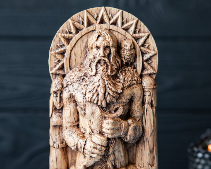 Veles Wooden Statue: Slavic God of Nature & Wisdom