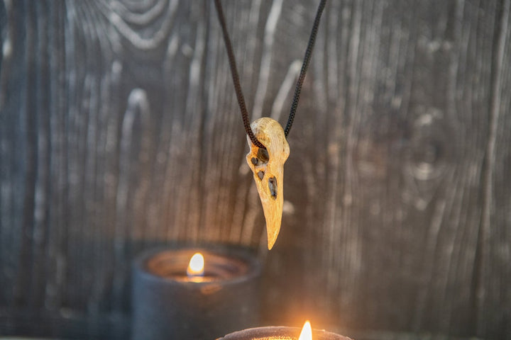 Oak raven skull, pendant for Altar Design