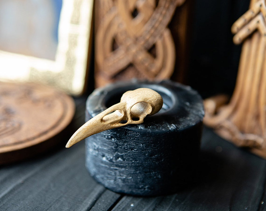 Oak raven skull, pendant for Altar Design
