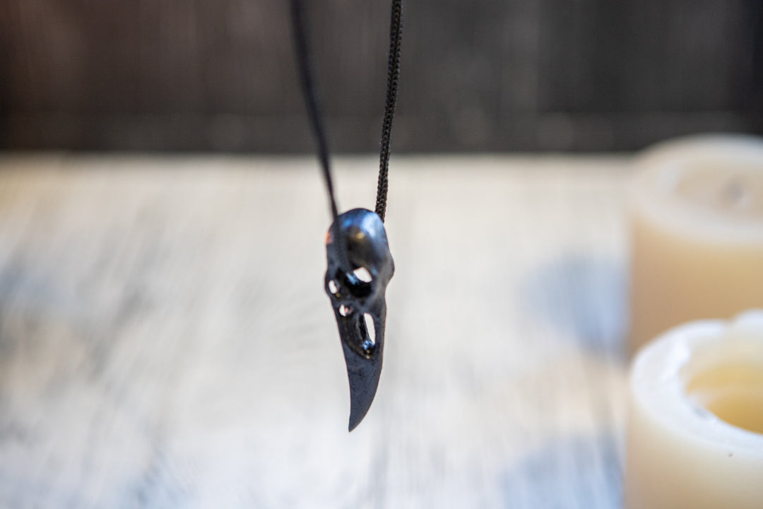 Oak raven skull, pendant for Altar Design
