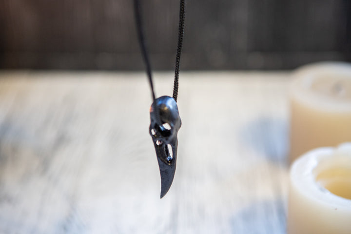 Oak raven skull, pendant for Altar Design