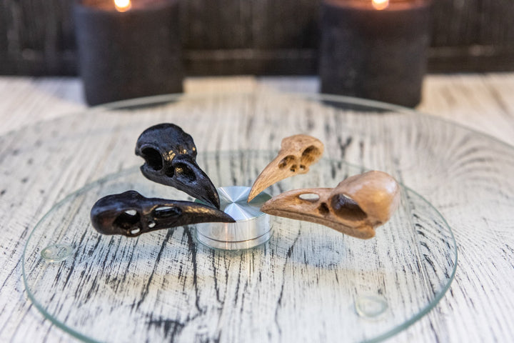 Oak Raven Skull Pendant for Altar Design