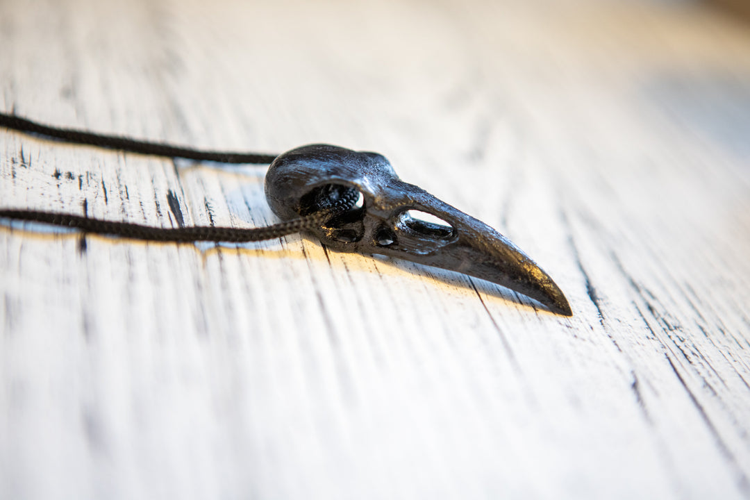 Oak raven skull, pendant for Altar Design