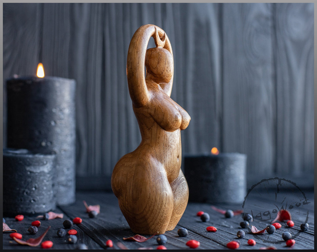 Moon Goddess, Celtic Goddess, Wooden statue, for Pagan Altar kit