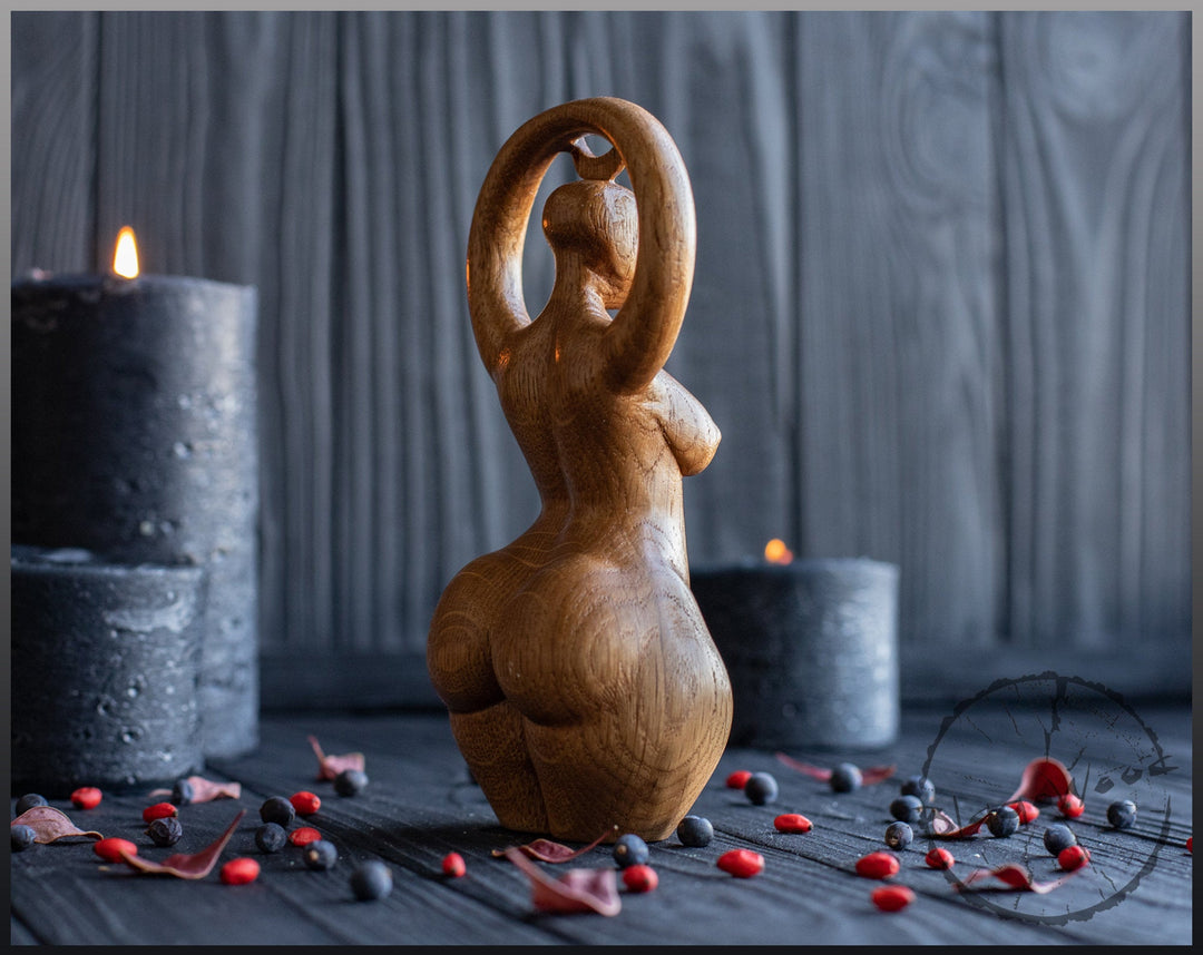 Moon Goddess, Celtic Goddess, Wooden statue, for Pagan Altar kit