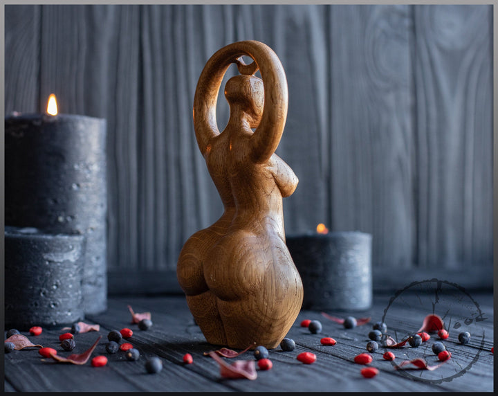 Moon Goddess, Celtic Goddess, Wooden statue, for Pagan Altar kit