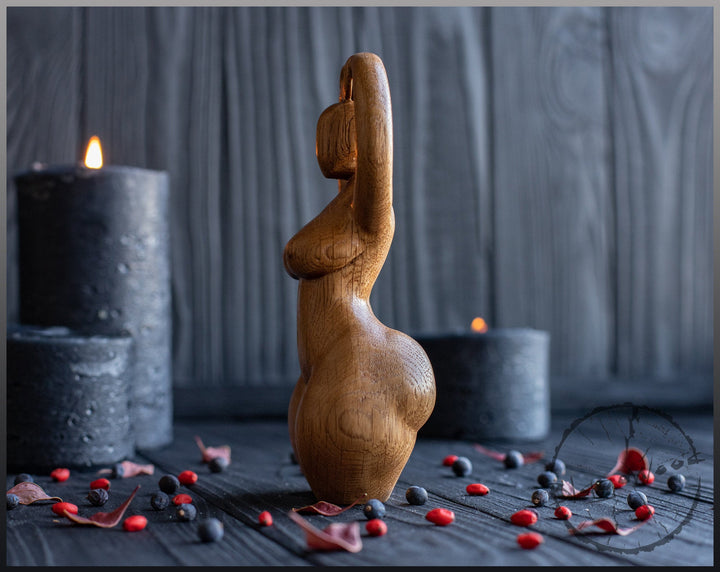 Moon Goddess, Celtic Goddess, Wooden statue, for Pagan Altar kit