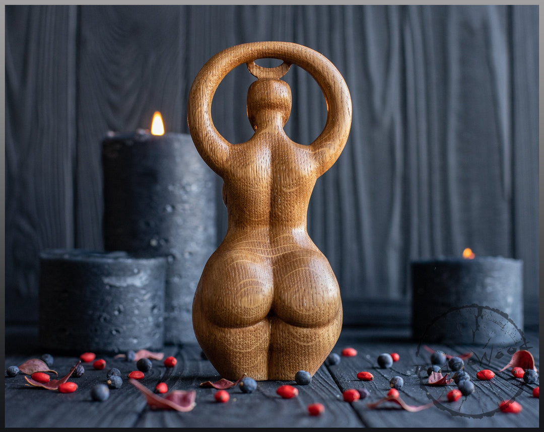 Moon Goddess, Celtic Goddess, Wooden statue, for Pagan Altar kit