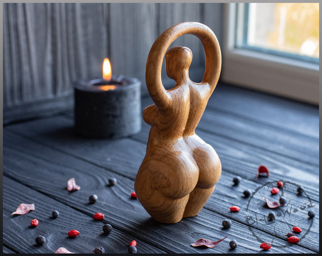 Spiral Goddess, Celtic Goddess, Wooden statue, for Pagan Altar kit