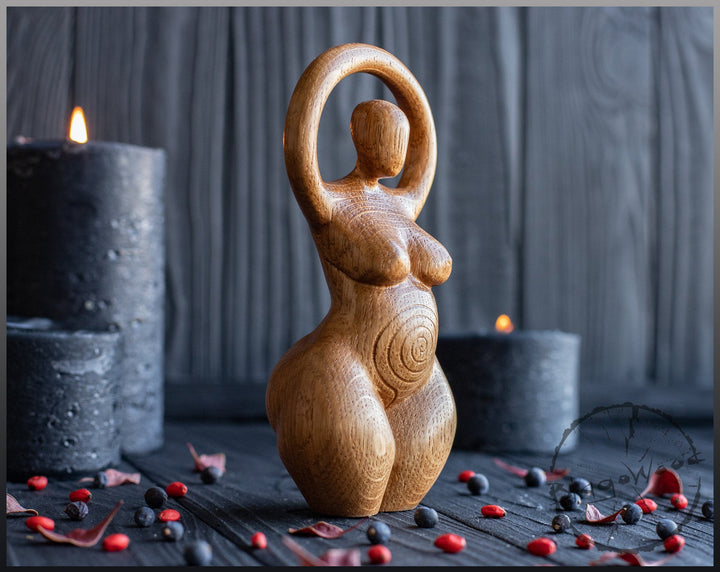 Spiral Goddess, Celtic Goddess, Wooden statue, for Pagan Altar kit
