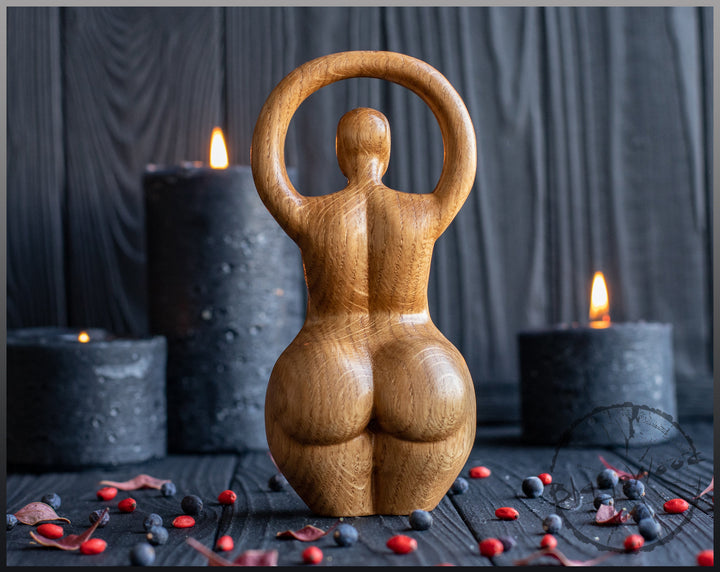 Triple Goddess, Celtic Goddess, Wooden statue, for Pagan Altar kit